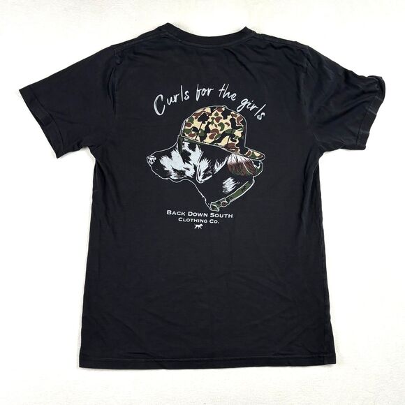 Back Down South Duck Hunting Graphic Tee “Curls for the Girls” Retriever Medium - Picture 1 of 5